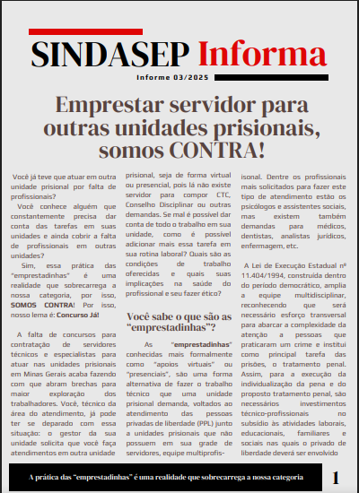 Primeira página do informe